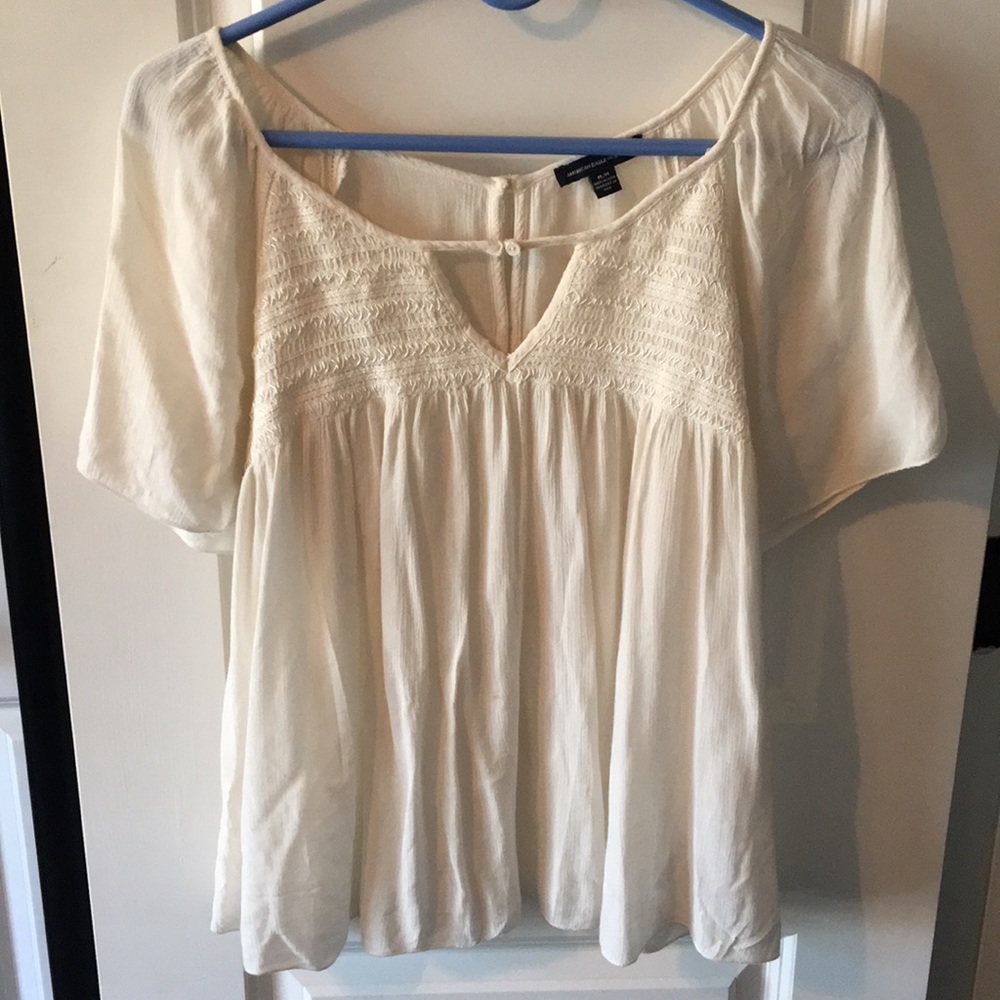 Cream flowy blouse